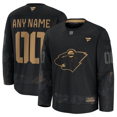  Minnesota Wild Fanatics 2024 Military Appreciation Custom Practice Jersey - Black